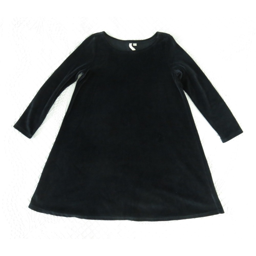 Pure J Jill Black Cotton Velvet Velour A Line Tunic Dress Small Petite Mini